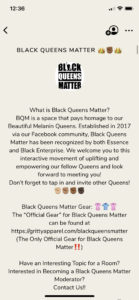 Black Queens matter clubhouse room