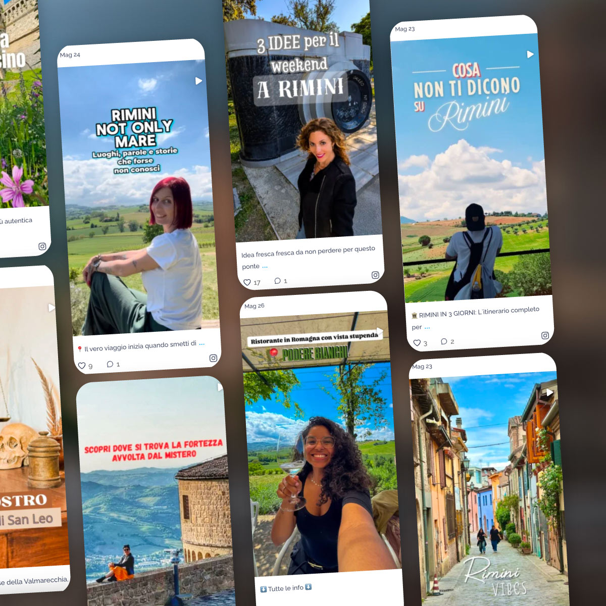 Grafica a griglia con diverse immagini di contenuti prodotti da content creator